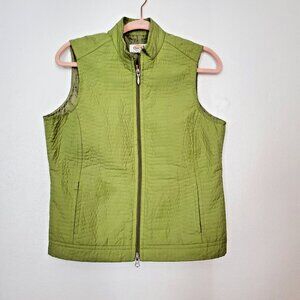 Talbots Women's  Olive Green Vest Full Zip Side Pockets Petite Small